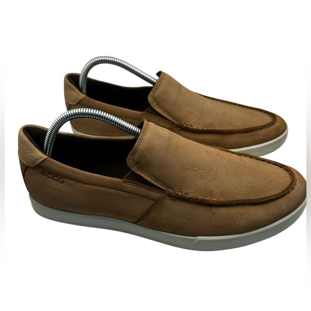 ECCO Helsinki Brown Leather Slip On Loafers Men’s EU 43 US 9–9.5 Comfort Shoes